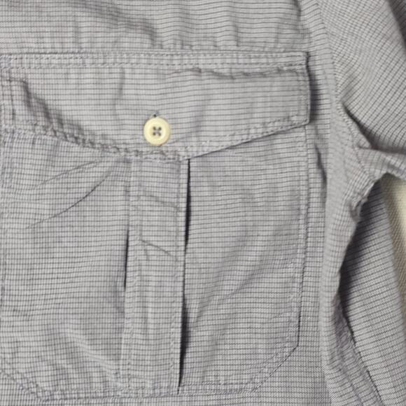 John Varvatos Converse Gray Checked S/S Cotton‎ Button Front Large - Picture 9 of 16